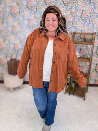 Campbell Light Corduroy Shacket w/Granny Square Back (3 Colors)