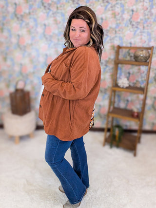 Campbell Light Corduroy Shacket w/Granny Square Back (3 Colors)