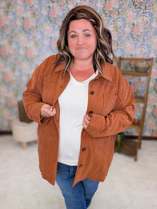 Campbell Light Corduroy Shacket w/Granny Square Back (3 Colors)