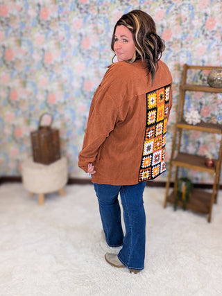 Campbell Light Corduroy Shacket w/Granny Square Back (3 Colors)