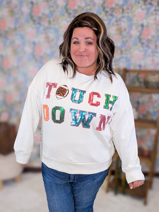 Melanie Sequin Touchdown Scuba Pullover