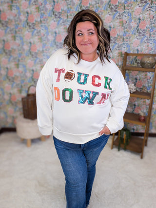 Melanie Sequin Touchdown Scuba Pullover