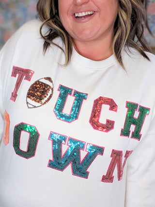 Melanie Sequin Touchdown Scuba Pullover