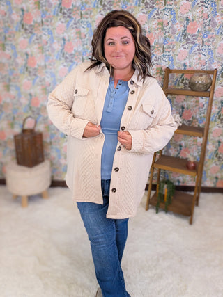 Gertie Button Down Textured Shirket in Taupe Beige