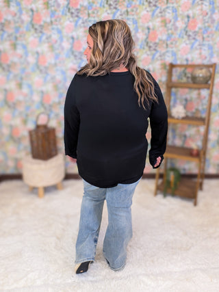 Belle Tea Stain Stripe Long Sleeve Henley Top