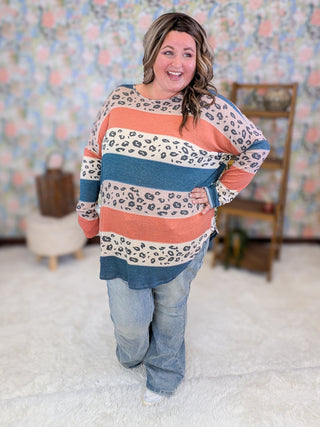 Fable Animal Colorblock Dolman Long Sleeve Top (2 Colors)