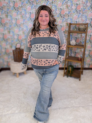 Fable Animal Colorblock Dolman Long Sleeve Top (2 Colors)