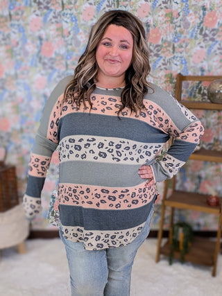 Fable Animal Colorblock Dolman Long Sleeve Top (2 Colors)