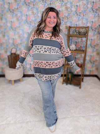 Fable Animal Colorblock Dolman Long Sleeve Top (2 Colors)