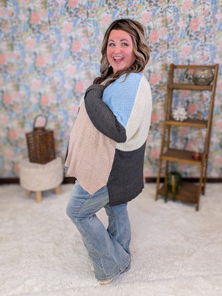Filly Ribbon Yarn 4-Square Lightweight Sweater (2 colors)