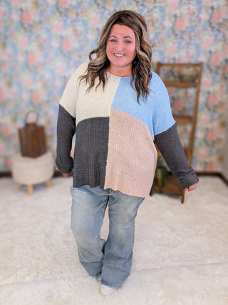 Filly Ribbon Yarn 4-Square Lightweight Sweater (2 colors)