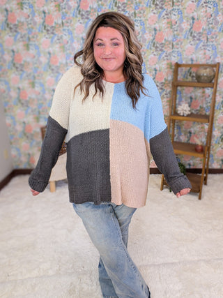 Filly Ribbon Yarn 4-Square Lightweight Sweater (2 colors)