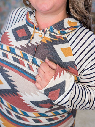 Paula Lightweight Aztec Hooded Top