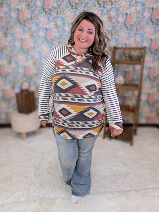 Paula Lightweight Aztec Hooded Top