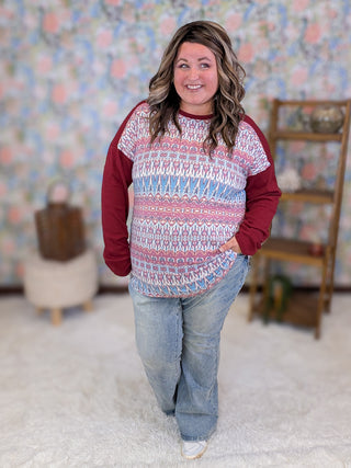 Romy Berry + Blue Mix Long Sleeve Raglan