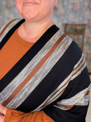 Andrea Black w/ Textured Rust Stripe Kimono