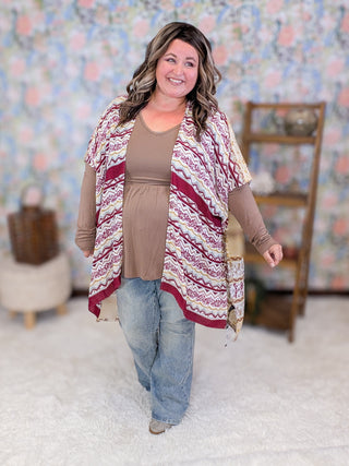 Brooklyn Saffron + Burgundy Stripe Vibe Kimono