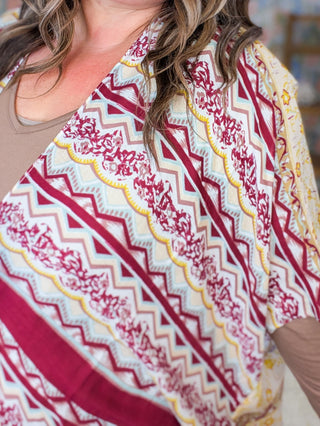 Brooklyn Saffron + Burgundy Stripe Vibe Kimono