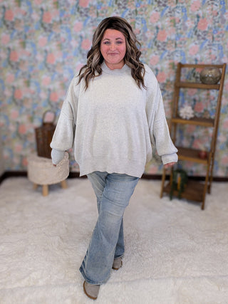 Moxie Luxe Oversized Dolman Sweater in Oat Gray