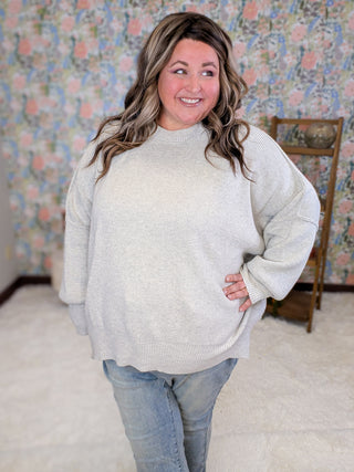 Moxie Luxe Oversized Dolman Sweater in Oat Gray