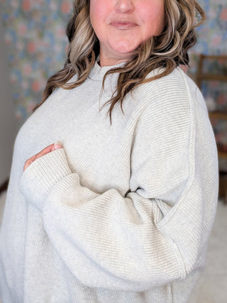 Moxie Luxe Oversized Dolman Sweater in Oat Gray