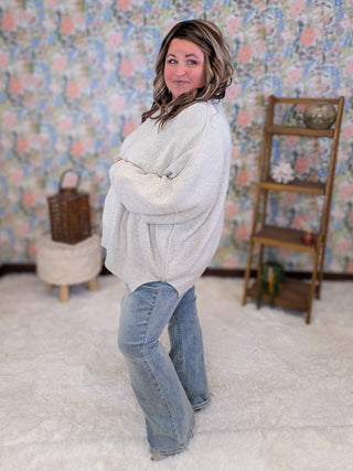Moxie Luxe Oversized Dolman Sweater in Oat Gray