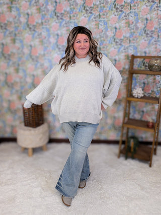 Moxie Luxe Oversized Dolman Sweater in Oat Gray