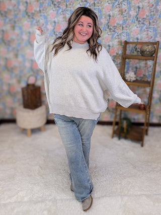 Moxie Luxe Oversized Dolman Sweater in Oat Gray