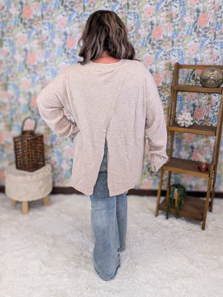 Winslet Open Back Lightweight Sweater in Oatmeal