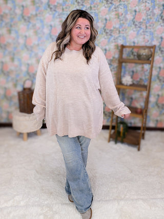Winslet Open Back Lightweight Sweater in Oatmeal