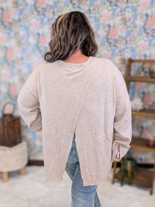 Winslet Open Back Lightweight Sweater in Oatmeal