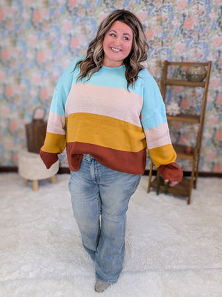 Mindy Colorblock Cozy Scoopneck Sweater