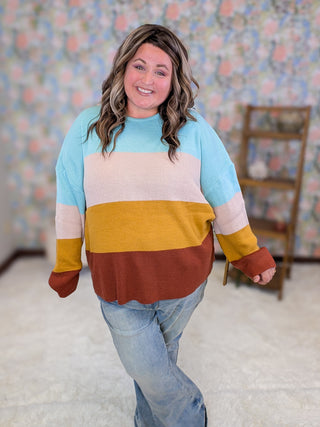 Mindy Colorblock Cozy Scoopneck Sweater