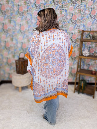 Geneva Orange Peel Paisley Border Kimono