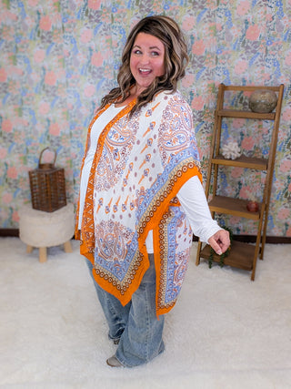 Geneva Orange Peel Paisley Border Kimono