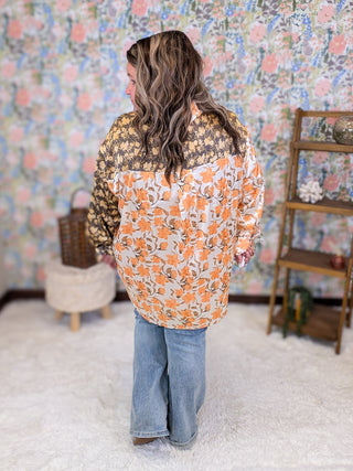 Effie Slinky Buttondown Blouse in Fall Florals