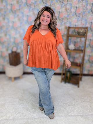 Candy Short Sleeve Modified Babydoll Top (2 Colors)
