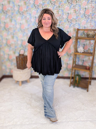 Candy Short Sleeve Modified Babydoll Top (2 Colors)