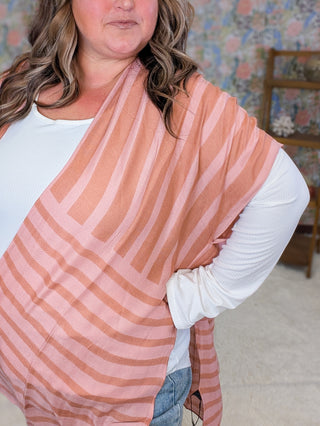 Steffie Muted Stripe Kimono in Coral + Sand