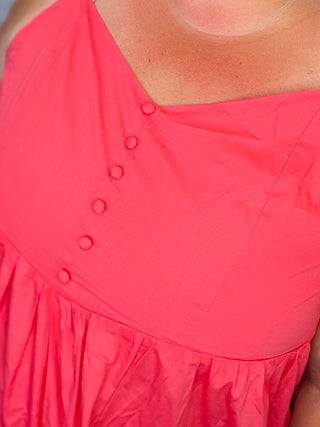 Kayla Tiered Midi Dress in Dark Coral