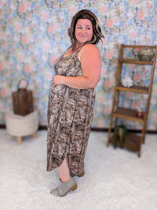 Catie Scoop Bottom Tank Dress in True Camo
