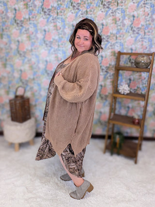 Shayla Slouchy Sweater Cardigan in Toffee Brown