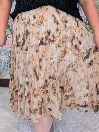 Holland Midi Skirt in Abstract Neutral Floral