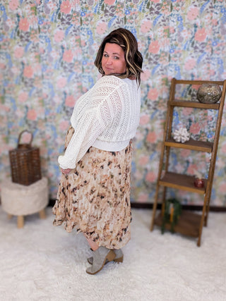 Holland Midi Skirt in Abstract Neutral Floral