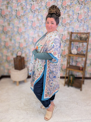 Hudson Paisley + Floral Kimono in Cool Sunset