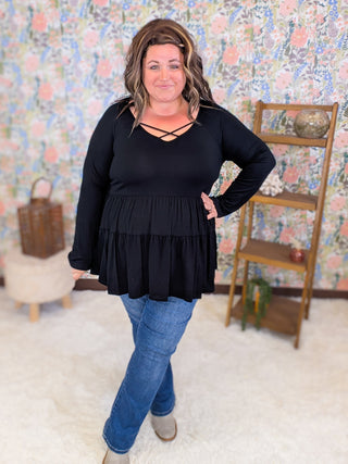 Oaklynn Long Sleeve Babydoll w/Strappy Detail