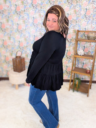 Oaklynn Long Sleeve Babydoll w/Strappy Detail