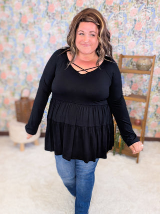 Oaklynn Long Sleeve Babydoll w/Strappy Detail