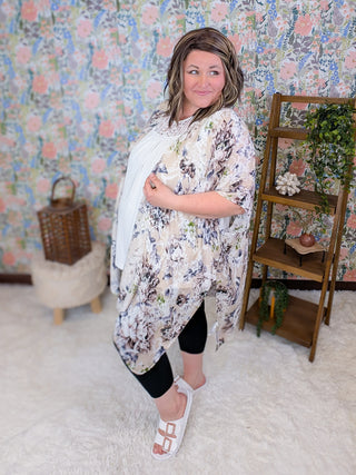 Corinne Short Sleeve Top w/Crochet Lace in Ivory