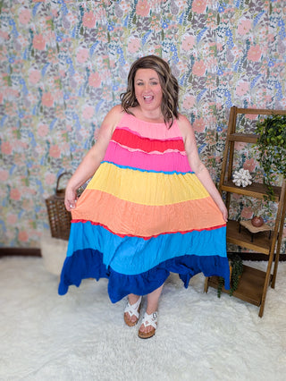 Steffie Rainbow Blocked Maxi Dress